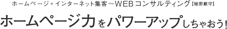 ホームページ＋インターネット集客〜WEBコンサルティング【秘密厳守】 ホームページ力をパワーアップしちゃおう!